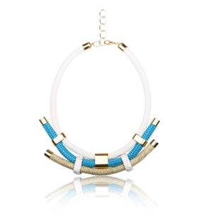Ivory, Gold and Turquoise Statement Necklace